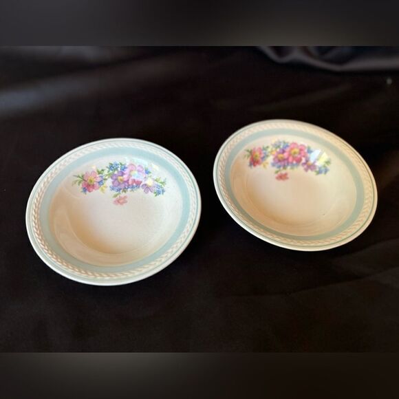 2 Vintage Crown Potteries Co Made in USA Decorative Saucers - Picture 1 of 3